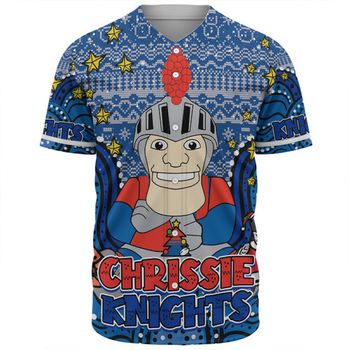 Newcastle Knights Christmas Custom Baseball Shirt - Christmas Knit Patterns Vintage Jersey Ugly Baseball Shirt