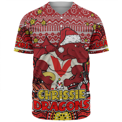 St. George Illawarra Dragons Christmas Custom Baseball Shirt - Christmas Knit Patterns Vintage Jersey Ugly Baseball Shirt