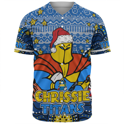 Gold Coast Titans Christmas Custom Baseball Shirt - Christmas Knit Patterns Vintage Jersey Ugly Baseball Shirt