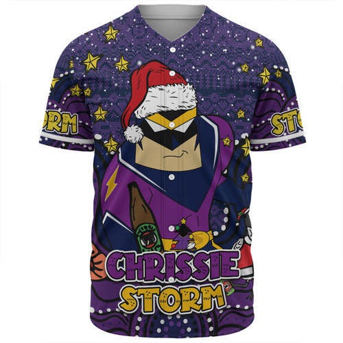 Melbourne Storm Christmas Custom Baseball Shirt - Christmas Knit Patterns Vintage Jersey Ugly Baseball Shirt
