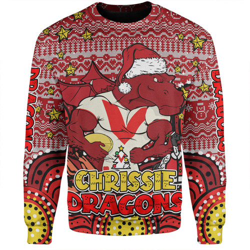 St. George Illawarra Dragons Christmas Custom Sweatshirt - Christmas Knit Patterns Vintage Jersey Ugly Sweatshirt