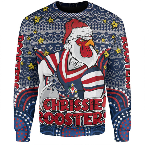 Sydney Roosters Christmas Custom Sweatshirt - Christmas Knit Patterns Vintage Jersey Ugly Sweatshirt