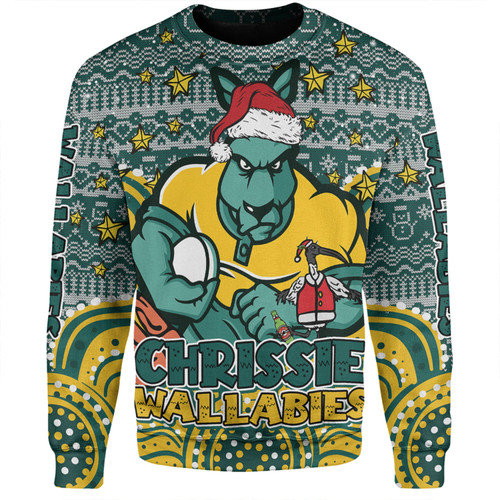 Australia Wallabies Christmas Custom Sweatshirt - Christmas Knit Patterns Vintage Jersey Ugly Sweatshirt