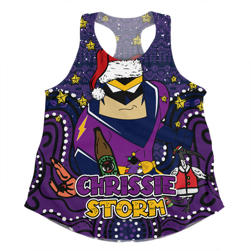 Melbourne Storm Christmas Custom Women Racerback Singlet - Christmas Knit Patterns Vintage Jersey Ugly Women Racerback Singlet