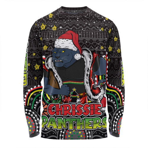 Penrith Panthers Christmas Custom Long Sleeve T-shirt - Christmas Knit Patterns Vintage Jersey Ugly Long Sleeve T-shirt