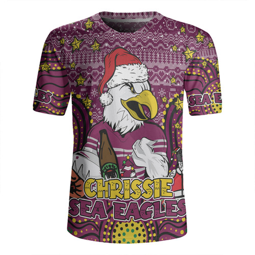 Manly Warringah Sea Eagles Christmas Custom Rugby Jersey - Christmas Knit Patterns Vintage Jersey Ugly Rugby Jersey