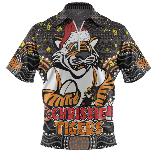 Wests Tigers Christmas Custom Zip Polo Shirt - Christmas Knit Patterns Vintage Jersey Ugly Zip Polo Shirt