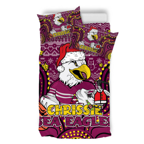 Manly Warringah Sea Eagles Christmas Custom Bedding Set - Christmas Knit Patterns Vintage Jersey Ugly Bedding Set Manly Warringah Sea Eagles Christmas Custom Bedding Set - Christmas Knit Patterns Vintage Jersey Ugly Bedding Set