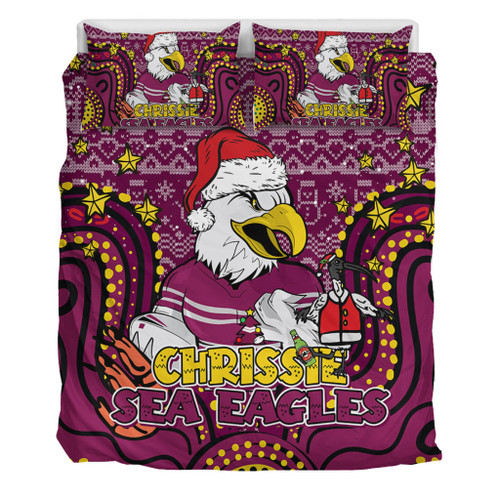 Manly Warringah Sea Eagles Christmas Custom Bedding Set - Christmas Knit Patterns Vintage Jersey Ugly Bedding Set Manly Warringah Sea Eagles Christmas Custom Bedding Set - Christmas Knit Patterns Vintage Jersey Ugly Bedding Set