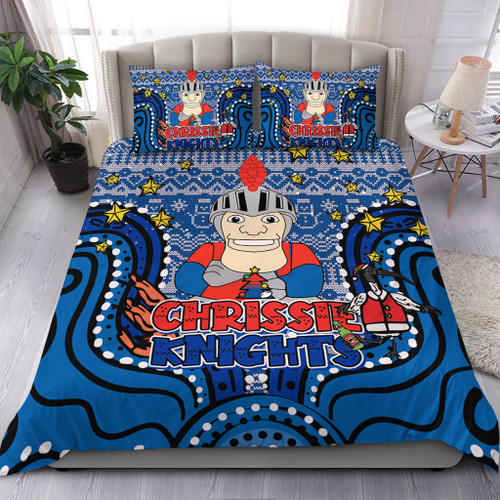 Newcastle Knights Christmas Custom Bedding Set - Christmas Knit Patterns Vintage Jersey Ugly Bedding Set