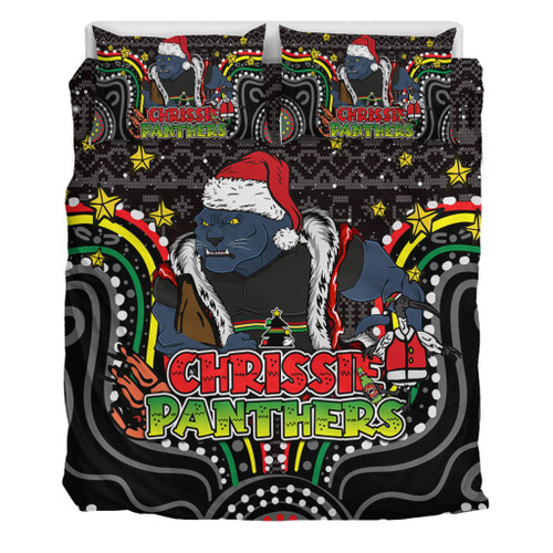 Penrith Panthers Christmas Custom Bedding Set - Christmas Knit Patterns Vintage Jersey Ugly Bedding Set Penrith Panthers Christmas Custom Bedding Set - Christmas Knit Patterns Vintage Jersey Ugly Bedding Set