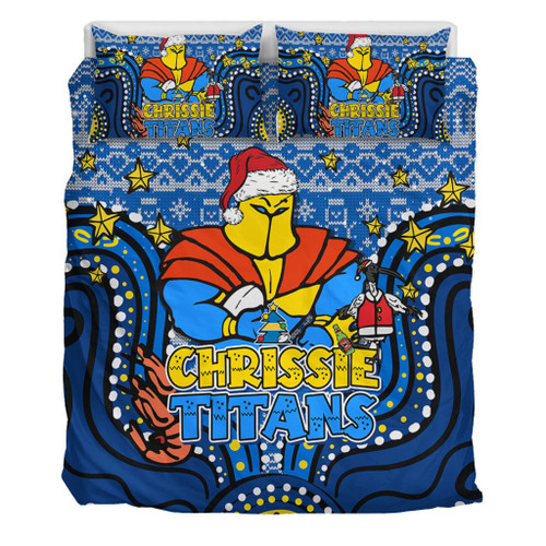 Gold Coast Titans Christmas Custom Bedding Set - Christmas Knit Patterns Vintage Jersey Ugly Bedding Set Gold Coast Titans Christmas Custom Bedding Set - Christmas Knit Patterns Vintage Jersey Ugly Bedding Set
