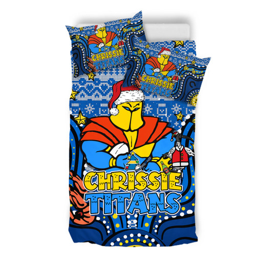 Gold Coast Titans Christmas Custom Bedding Set - Christmas Knit Patterns Vintage Jersey Ugly Bedding Set Gold Coast Titans Christmas Custom Bedding Set - Christmas Knit Patterns Vintage Jersey Ugly Bedding Set