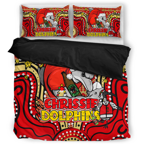 Redcliffe Dolphins Christmas Custom Bedding Set - Christmas Knit Patterns Vintage Jersey Ugly Bedding Set Redcliffe Dolphins Christmas Custom Bedding Set - Christmas Knit Patterns Vintage Jersey Ugly Bedding Set