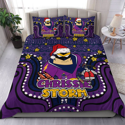 Melbourne Storm Christmas Custom Bedding Set - Christmas Knit Patterns Vintage Jersey Ugly Bedding Set