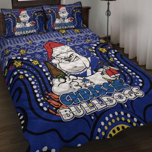 Canterbury-Bankstown Bulldogs Christmas Custom Quilt Bed Set - Christmas Knit Patterns Vintage Jersey Ugly Quilt Bed Set