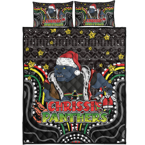 Penrith Panthers Christmas Custom Quilt Bed Set - Christmas Knit Patterns Vintage Jersey Ugly Quilt Bed Set Penrith Panthers Christmas Custom Quilt Bed Set - Christmas Knit Patterns Vintage Jersey Ugly Quilt Bed Set