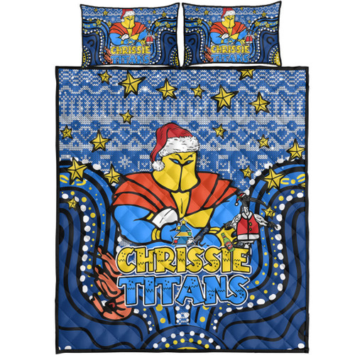 Gold Coast Titans Christmas Custom Quilt Bed Set - Christmas Knit Patterns Vintage Jersey Ugly Quilt Bed Set Gold Coast Titans Christmas Custom Quilt Bed Set - Christmas Knit Patterns Vintage Jersey Ugly Quilt Bed Set