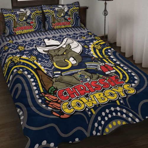 North Queensland Cowboys Christmas Custom Quilt Bed Set - Christmas Knit Patterns Vintage Jersey Ugly Quilt Bed Set