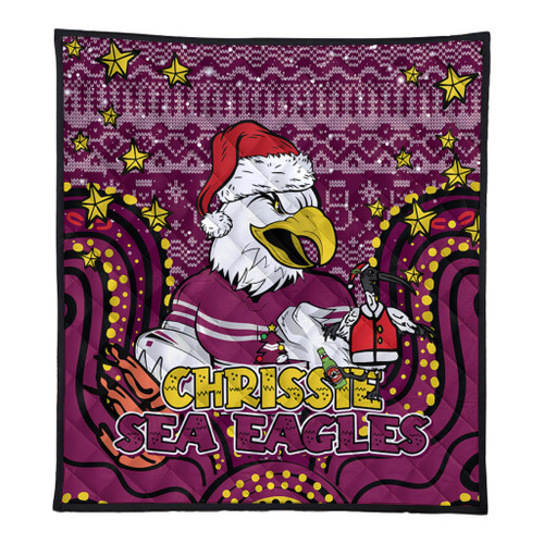 Manly Warringah Sea Eagles Christmas Custom Quilt - Christmas Knit Patterns Vintage Jersey Ugly Quilt