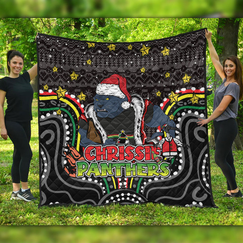 Penrith Panthers Christmas Custom Quilt - Christmas Knit Patterns Vintage Jersey Ugly Quilt Penrith Panthers Christmas Custom Quilt - Christmas Knit Patterns Vintage Jersey Ugly Quilt