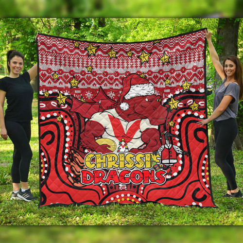 St. George Illawarra Dragons Christmas Custom Quilt - Christmas Knit Patterns Vintage Jersey Ugly Quilt St. George Illawarra Dragons Christmas Custom Quilt - Christmas Knit Patterns Vintage Jersey Ugly Quilt