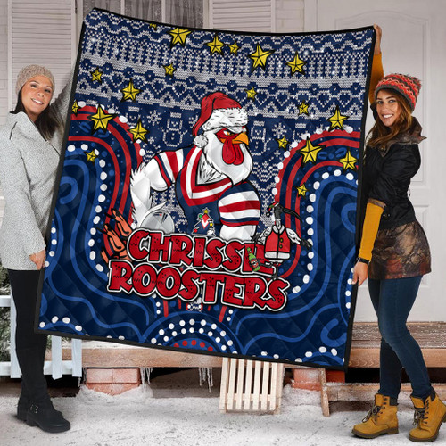 Sydney Roosters Christmas Custom Quilt - Christmas Knit Patterns Vintage Jersey Ugly Quilt Sydney Roosters Christmas Custom Quilt - Christmas Knit Patterns Vintage Jersey Ugly Quilt