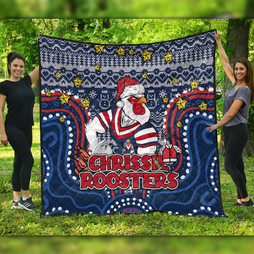 Sydney Roosters Christmas Custom Quilt - Christmas Knit Patterns Vintage Jersey Ugly Quilt Sydney Roosters Christmas Custom Quilt - Christmas Knit Patterns Vintage Jersey Ugly Quilt