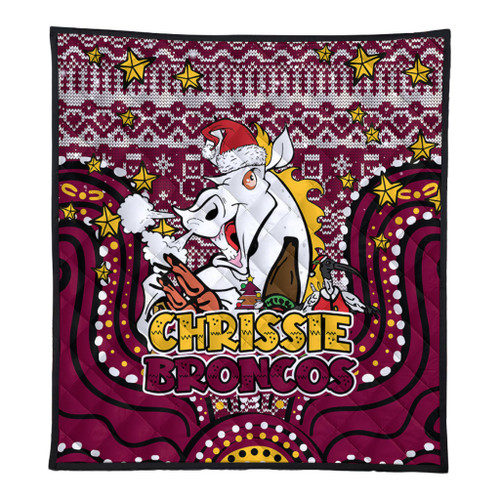 Brisbane Broncos Christmas Custom Quilt - Christmas Knit Patterns Vintage Jersey Ugly Quilt