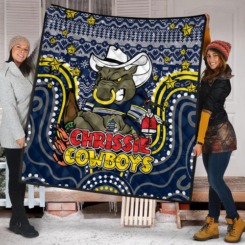 North Queensland Cowboys Christmas Custom Quilt - Christmas Knit Patterns Vintage Jersey Ugly Quilt North Queensland Cowboys Christmas Custom Quilt - Christmas Knit Patterns Vintage Jersey Ugly Quilt