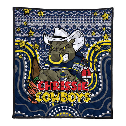 North Queensland Cowboys Christmas Custom Quilt - Christmas Knit Patterns Vintage Jersey Ugly Quilt