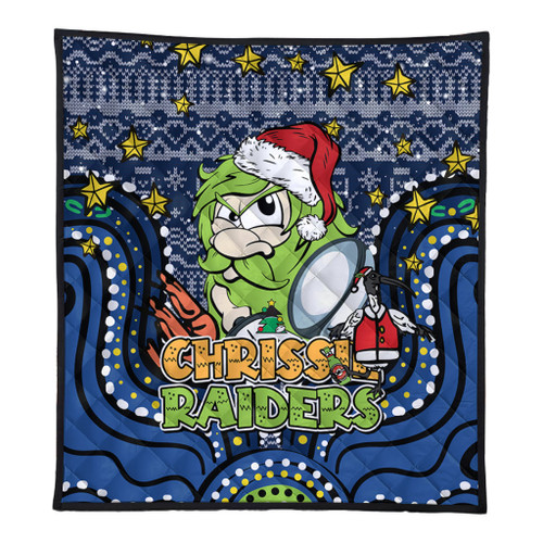 Canberra Raiders Christmas Custom Quilt - Christmas Knit Patterns Vintage Jersey Ugly Quilt