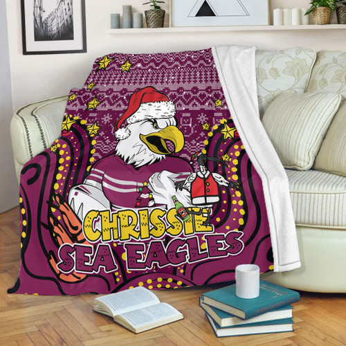 Manly Warringah Sea Eagles Christmas Custom Blanket - Christmas Knit Patterns Vintage Jersey Ugly Blanket Manly Warringah Sea Eagles Christmas Custom Blanket - Christmas Knit Patterns Vintage Jersey Ugly Blanket