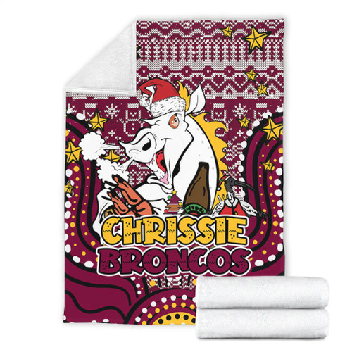 Brisbane Broncos Christmas Custom Blanket - Christmas Knit Patterns Vintage Jersey Ugly Blanket