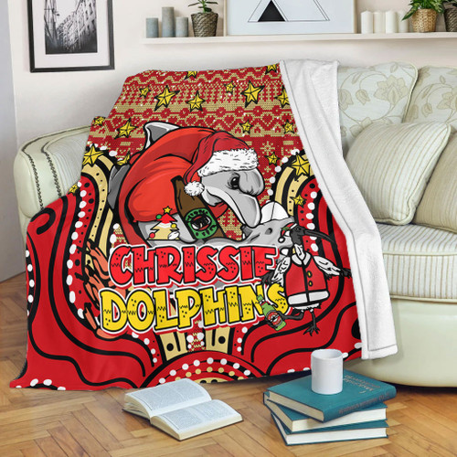 Redcliffe Dolphins Christmas Custom Blanket - Christmas Knit Patterns Vintage Jersey Ugly Blanket Redcliffe Dolphins Christmas Custom Blanket - Christmas Knit Patterns Vintage Jersey Ugly Blanket