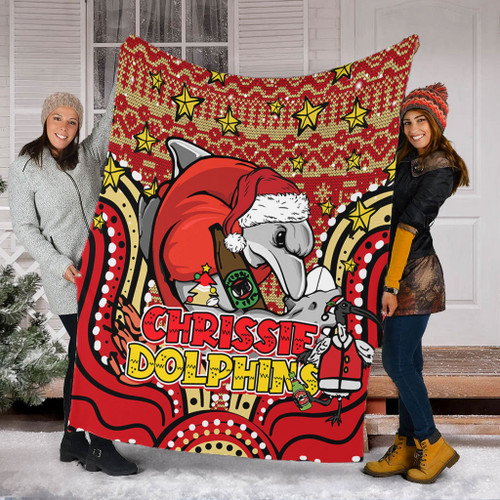 Redcliffe Dolphins Christmas Custom Blanket - Christmas Knit Patterns Vintage Jersey Ugly Blanket Redcliffe Dolphins Christmas Custom Blanket - Christmas Knit Patterns Vintage Jersey Ugly Blanket