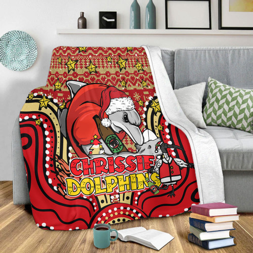 Redcliffe Dolphins Christmas Custom Blanket - Christmas Knit Patterns Vintage Jersey Ugly Blanket Redcliffe Dolphins Christmas Custom Blanket - Christmas Knit Patterns Vintage Jersey Ugly Blanket