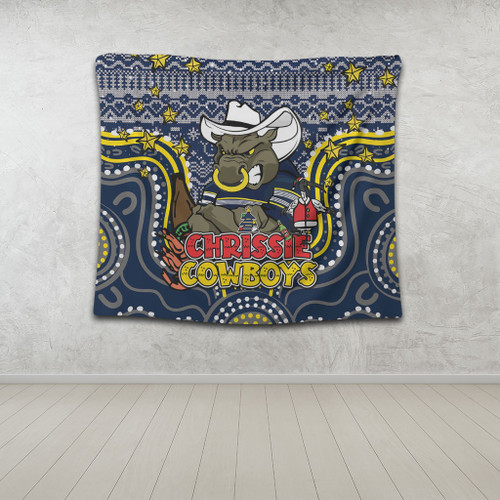 North Queensland Cowboys Christmas Custom Tapestry - Christmas Knit Patterns Vintage Jersey Ugly Tapestry North Queensland Cowboys Christmas Custom Tapestry - Christmas Knit Patterns Vintage Jersey Ugly Tapestry