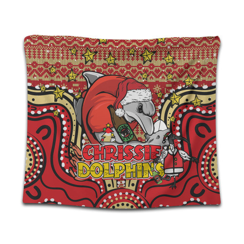 Redcliffe Dolphins Christmas Custom Tapestry - Christmas Knit Patterns Vintage Jersey Ugly Tapestry Redcliffe Dolphins Christmas Custom Tapestry - Christmas Knit Patterns Vintage Jersey Ugly Tapestry