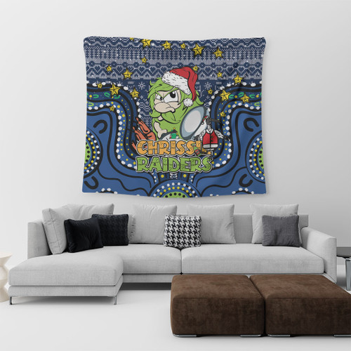 Canberra Raiders Christmas Custom Tapestry - Christmas Knit Patterns Vintage Jersey Ugly Tapestry