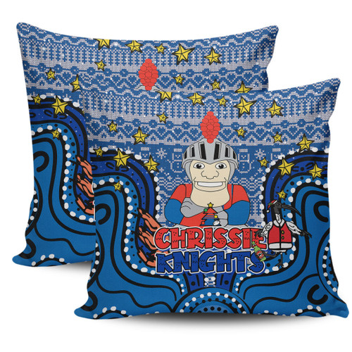 Newcastle Knights Christmas Custom Pillow Cases - Christmas Knit Patterns Vintage Jersey Ugly Pillow Cases