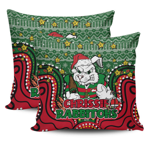 South Sydney Rabbitohs Custom Pillow Cases - Christmas Knit Patterns Vintage Jersey Ugly Pillow Cases