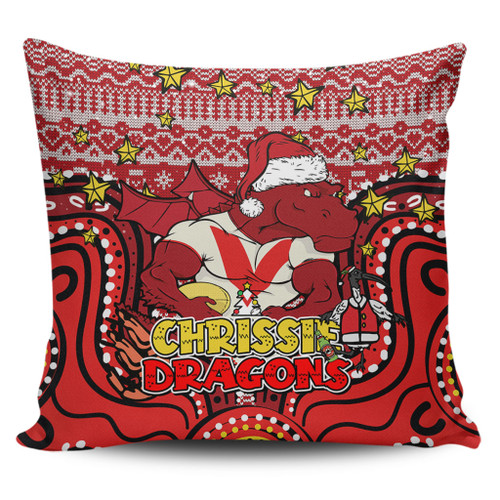 St. George Illawarra Dragons Christmas Custom Pillow Cases - Christmas Knit Patterns Vintage Jersey Ugly Pillow Cases