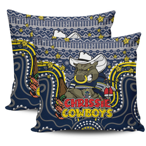 North Queensland Cowboys Christmas Custom Pillow Cases - Christmas Knit Patterns Vintage Jersey Ugly Pillow Cases