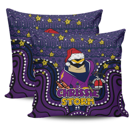 Melbourne Storm Christmas Custom Pillow Cases - Christmas Knit Patterns Vintage Jersey Ugly Pillow Cases