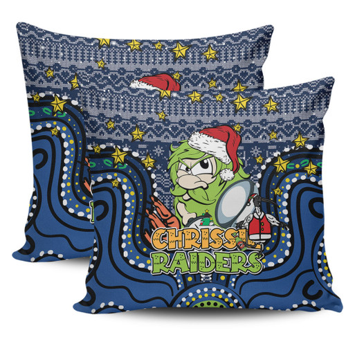 Canberra Raiders Christmas Custom Pillow Cases - Christmas Knit Patterns Vintage Jersey Ugly Pillow Cases