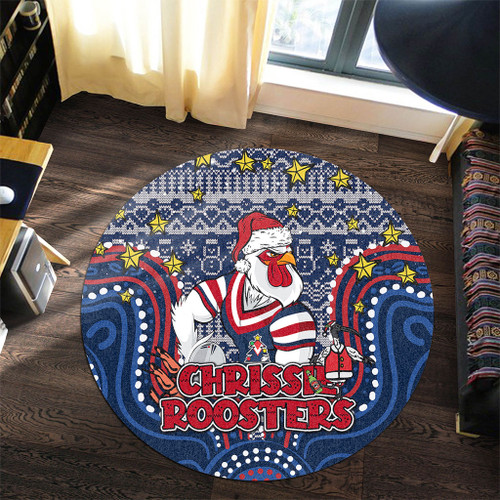 Sydney Roosters Christmas Custom Round Rug - Christmas Knit Patterns Vintage Jersey Ugly Round Rug Sydney Roosters Christmas Custom Round Rug - Christmas Knit Patterns Vintage Jersey Ugly Round Rug