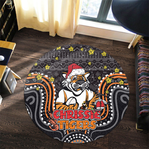 Wests Tigers Christmas Custom Round Rug - Christmas Knit Patterns Vintage Jersey Ugly Round Rug Wests Tigers Christmas Custom Round Rug - Christmas Knit Patterns Vintage Jersey Ugly Round Rug