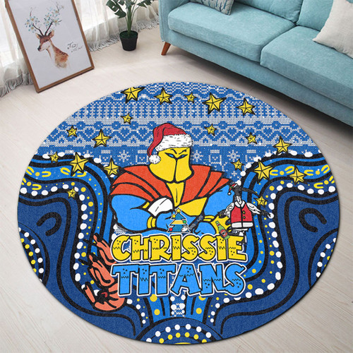 Gold Coast Titans Christmas Custom Round Rug - Christmas Knit Patterns Vintage Jersey Ugly Round Rug Gold Coast Titans Christmas Custom Round Rug - Christmas Knit Patterns Vintage Jersey Ugly Round Rug