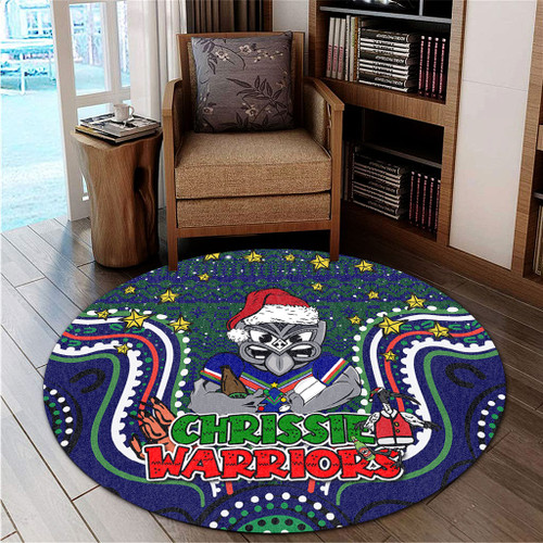 New Zealand Warriors Christmas Custom Round Rug - Christmas Knit Patterns Vintage Jersey Ugly Round Rug